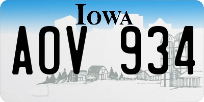 IA license plate AOV934