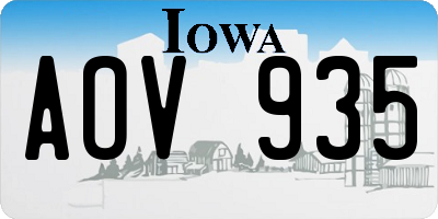 IA license plate AOV935