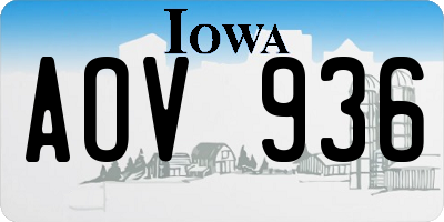 IA license plate AOV936