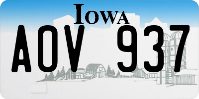 IA license plate AOV937