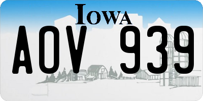 IA license plate AOV939