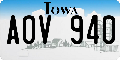 IA license plate AOV940