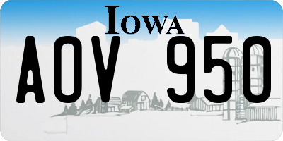 IA license plate AOV950