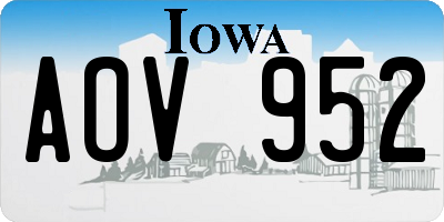 IA license plate AOV952