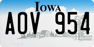 IA license plate AOV954