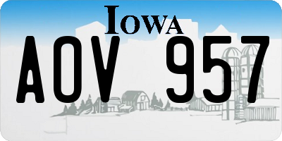 IA license plate AOV957