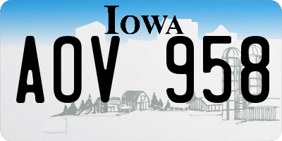 IA license plate AOV958