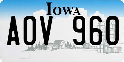 IA license plate AOV960