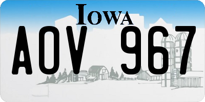 IA license plate AOV967