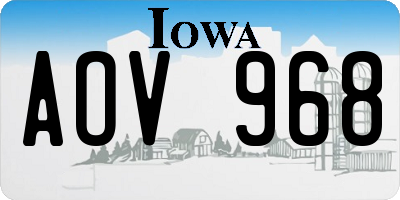 IA license plate AOV968