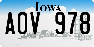 IA license plate AOV978