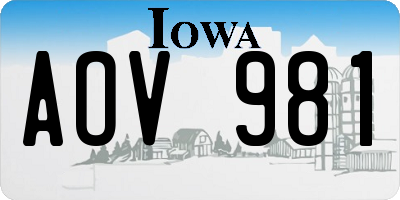 IA license plate AOV981