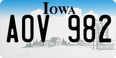 IA license plate AOV982