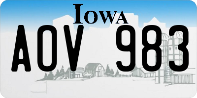IA license plate AOV983