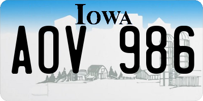 IA license plate AOV986