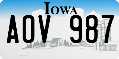 IA license plate AOV987