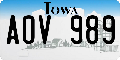 IA license plate AOV989