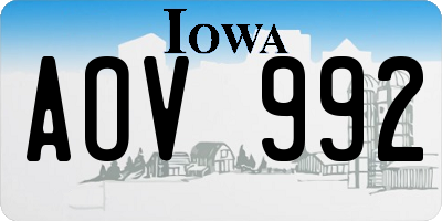 IA license plate AOV992