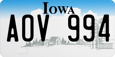 IA license plate AOV994