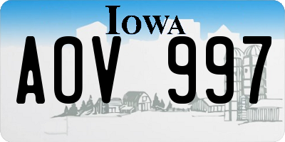 IA license plate AOV997