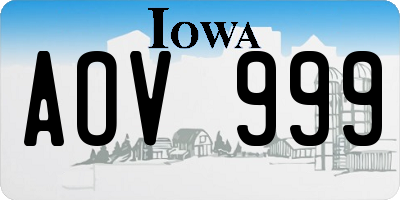 IA license plate AOV999