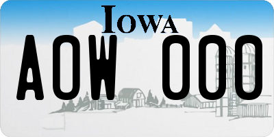 IA license plate AOW000