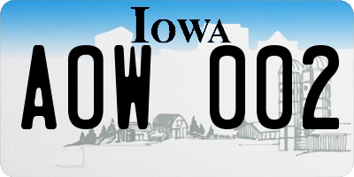 IA license plate AOW002