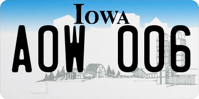 IA license plate AOW006