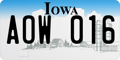 IA license plate AOW016