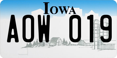 IA license plate AOW019