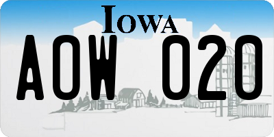 IA license plate AOW020