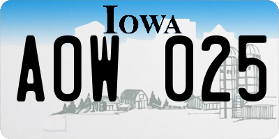 IA license plate AOW025