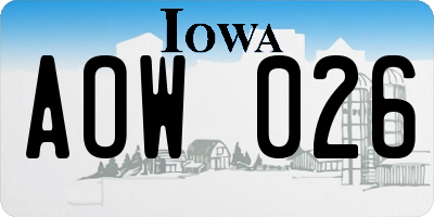 IA license plate AOW026