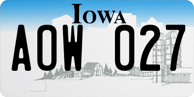 IA license plate AOW027