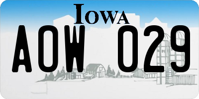 IA license plate AOW029