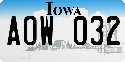 IA license plate AOW032