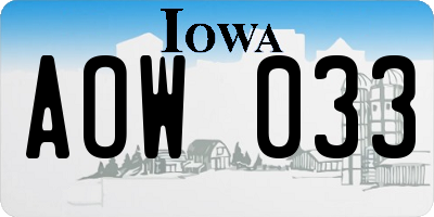 IA license plate AOW033