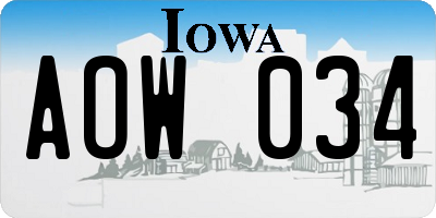 IA license plate AOW034