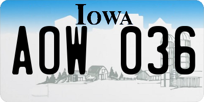 IA license plate AOW036