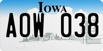 IA license plate AOW038