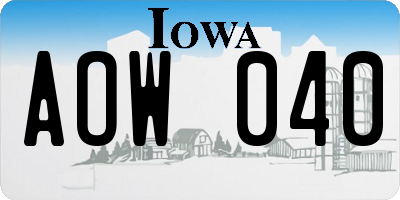 IA license plate AOW040