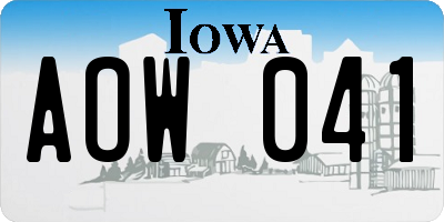 IA license plate AOW041