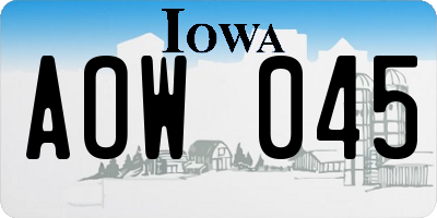 IA license plate AOW045