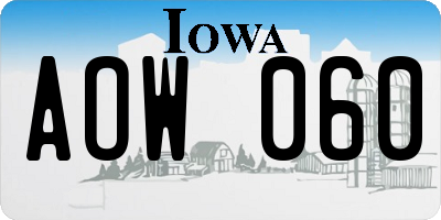 IA license plate AOW060