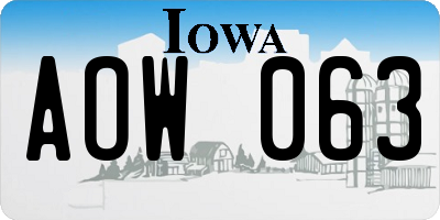 IA license plate AOW063