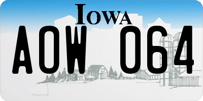 IA license plate AOW064