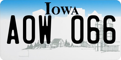 IA license plate AOW066