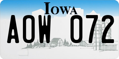 IA license plate AOW072