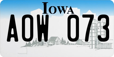 IA license plate AOW073