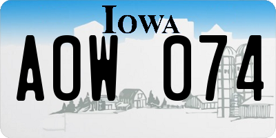 IA license plate AOW074